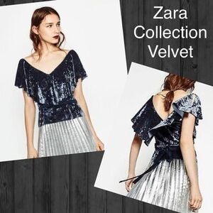 Zara Collection, Blue Velvet, sleeveless, Size S, NWT
